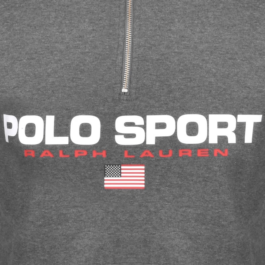 Alternative Image for ProductRalph Lauren Half Zip Logo Sweatshirt Grey3